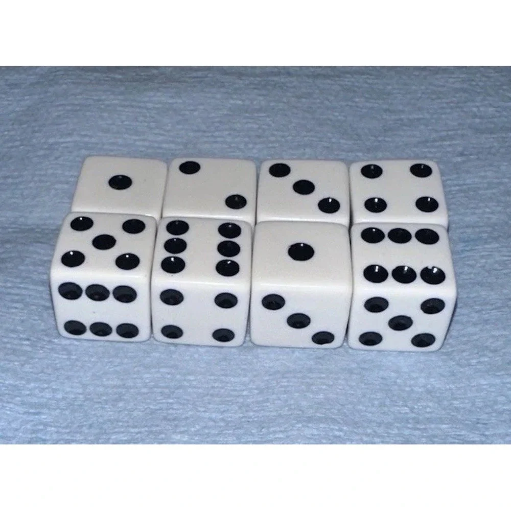 White Dice 6 Sided Lot Of 8